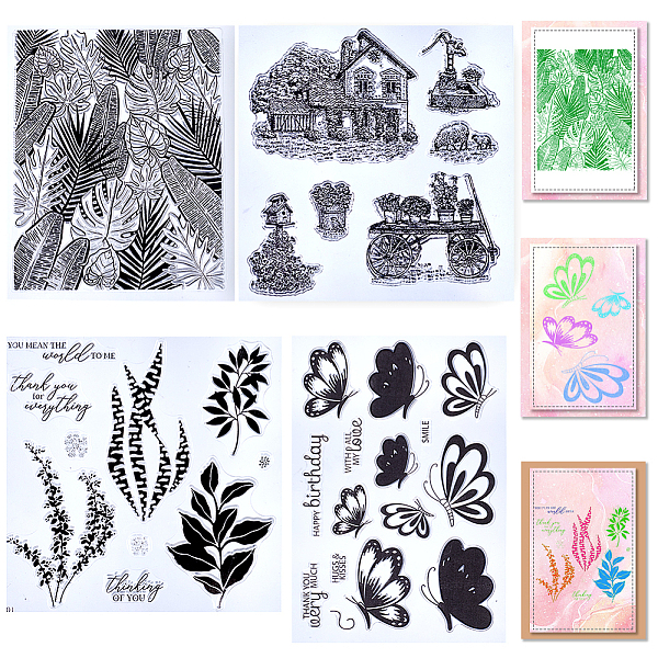 

PandaHall CRASPIRE 4Pcs 4 Styles Plant Clear Silicone Stamps, for DIY Scrapbooking, Photo Album Decorative, Cards Making, Mixed Shapes...