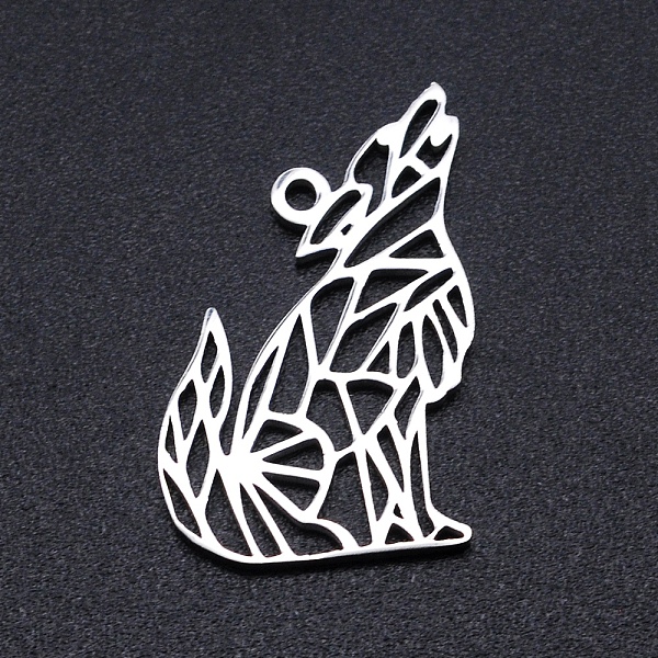 

PandaHall 201 Stainless Steel Pendants, Howling Wolf Pendants, Filigree Joiners Findings, Laser Cut, Wolf, Stainless Steel Color, 22x14x1mm...