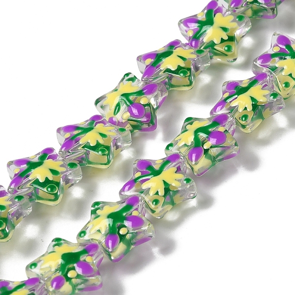

PandaHall Handmade Lampwork Beads Strands, with Enamel, Star, Purple, 12.5~13x13~13.3x6~6.5mm, Hole: 1mm, about 33pcs/strand, 15.08''...
