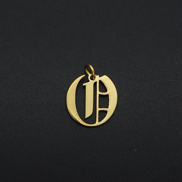 

PandaHall 201 Stainless Steel Pendants, with Jump Ring, Old English, Letter, Laser Cut, Golden, Letter.O, 15x14x1mm, Hole: 3mm 201 Stainless...