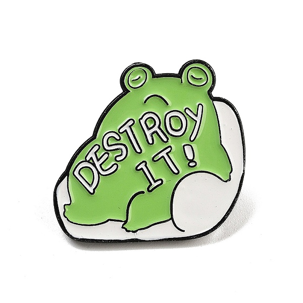 

PandaHall Cartoon Frog Alloy Enamel Brooch, Destroy it Animal Enamel Pins for Backpack Clothes, Lime Green, 27x29x1.8mm Alloy+Enamel Frog