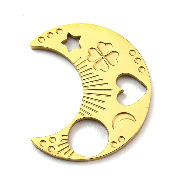 

PandaHall Ion Plating(IP) 316L Surgical Stainless Steel Cabochon Settings For Enamel, Open Back Settings, Textured, Moon, Real 18K Gold...