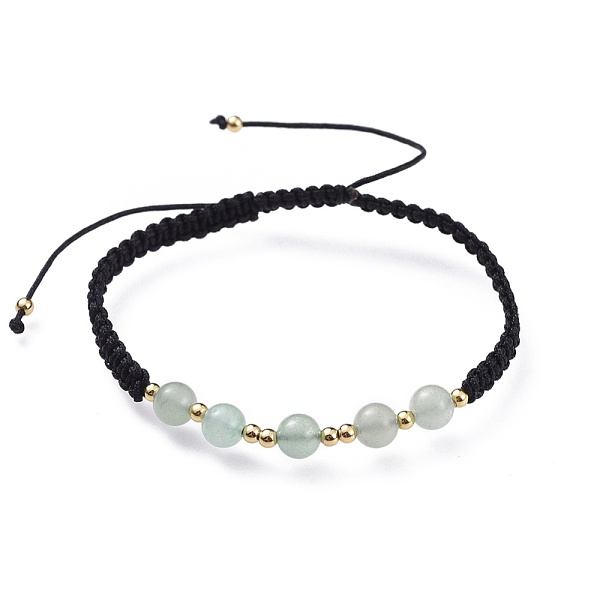 

PandaHall Adjustable Natural Green Aventurine Braided Bead Bracelets, Nylon Cord Square Knot Bracelet, with Brass Findings, Golden, 2 inch...