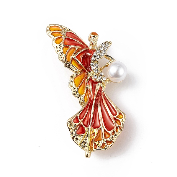 

PandaHall Butterfly Fairy Enamel Pin with Crystal Rhinestone, Style, Light Gold Alloy Badge with Plastic Pearl Beaded for Women, Orange Red...
