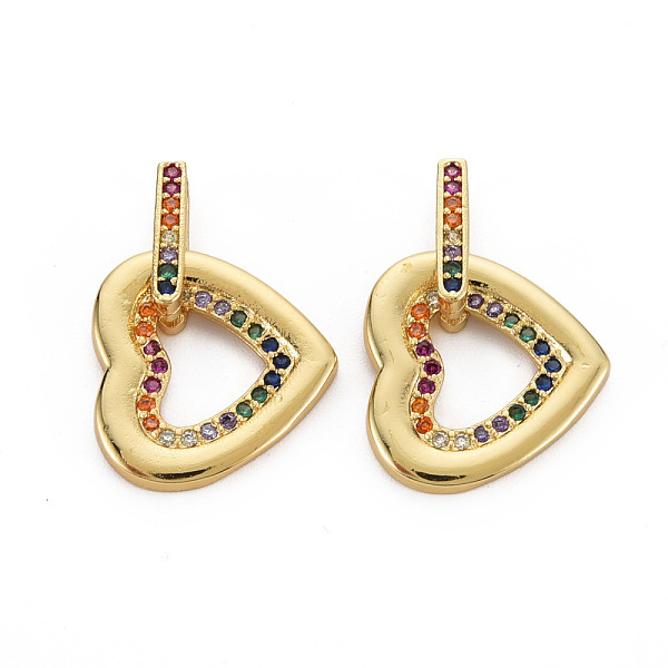 

PandaHall Brass Micro Pave Cubic Zirconia Pendants, Nickel Free, Heart, Real 16K Gold Plated, 15x15.5x4mm, Hole: 2x8mm Brass+Cubic Zirconia..., Multicolor