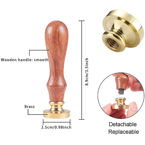 

PandaHall DIY Scrapbook, Brass Wax Seal Stamp and Wood Handle Sets, Universe, Golden, 8.9x2.5cm, Stamps: 25x14.5mm Brass