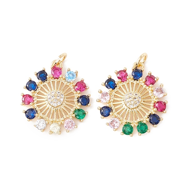 

PandaHall Rack Plating Brass Micro Pave Colorful Cubic Zirconia Pendants, with Jump Rings, Long-Lasting Plated, Cadmium Free & Lead Free...