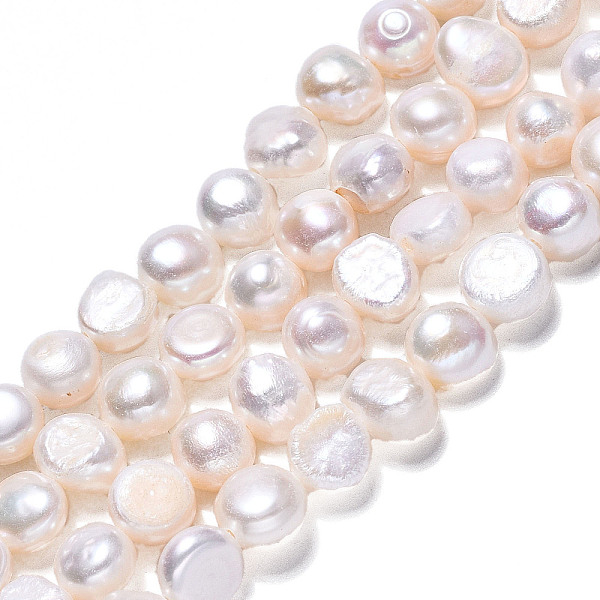 

PandaHall Natural Cultured Freshwater Pearl Beads Strands, Two Sides Polished, Creamy White, 7~8x7~8x4~6mm, Hole: 0.7mm, about...