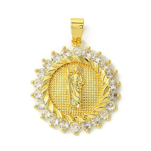 

PandaHall Brass Micro Pave Clear Cubic Zirconia Pendants, Real 18K Gold Plated, Human, Flat Round, 32.5x29.5x4.5mm, Hole: 4x3mm Brass+Cubic...