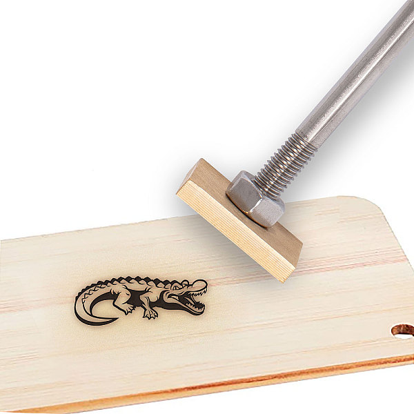 PandaHall Stamping Embossing Soldering Brass with Stamp, for Cake/Wood, Golden, Crocodile Pattern, 30mm Brass Crocodile