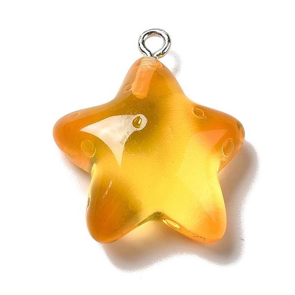 

PandaHall Marine Series Transparent Resin Pendants, Starfish Charm, with Platinum Plated Iron Findings, Gold, 26x22x9mm, Hole: 2mm...