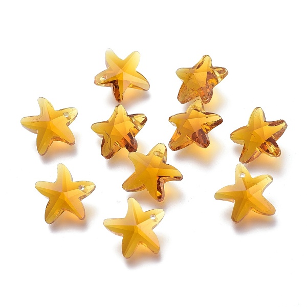 

PandaHall Faceted Glass Charms, Starfish, Gold, 14x15x7mm, Hole: 1.4mm Glass Starfish Gold