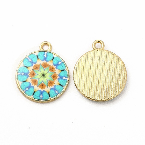 

PandaHall Alloy Printed Pendants, Cadmium Free & Nickel Free & Lead Free, Flat Round, Dark Turquoise, 21.5x18x3mm, Hole: 1.8mm Alloy Flat...