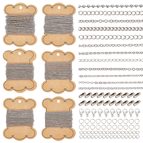 

PandaHall BENECREAT 12 Styles 118 Feet Necklace Chains Stainless Steel Link Chain for DIY Craft Jewelry Making with 300pcs Jump Rings, 40pcs...