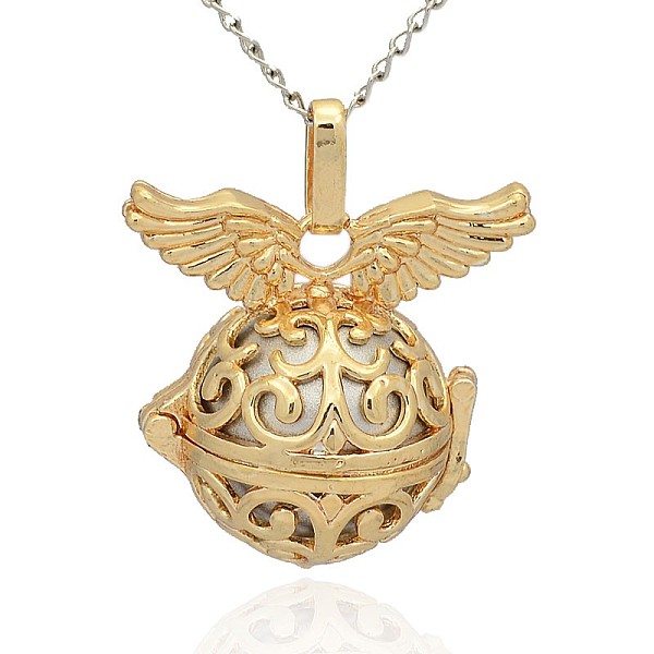 

PandaHall Golden Tone Brass Hollow Round Cage Pendants, with No Hole Spray Painted Brass Round Beads, Silver, 31x30x21mm, Hole: 3x8mm Brass...