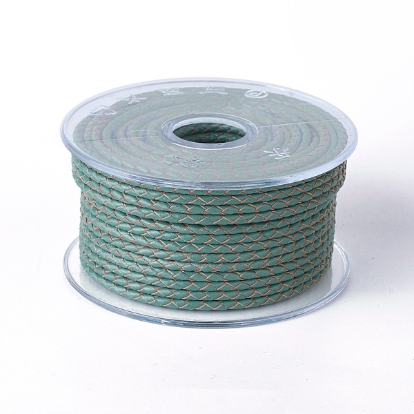 

PandaHall Braided Cowhide Cord, Leather Jewelry Cord, Jewelry DIY Making Material, Teal, 3mm, about 21.87 yards(20m)/roll Cowhide Round Cyan