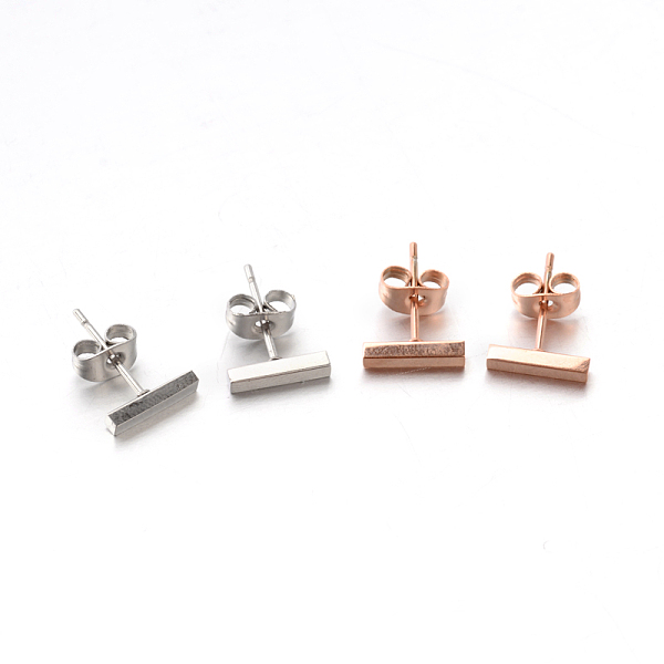 

PandaHall 304 Stainless Steel Ear Studs, Hypoallergenic Earrings, Mixed Color, 10x2mm, Pin: 0.8mm 304 Stainless Steel