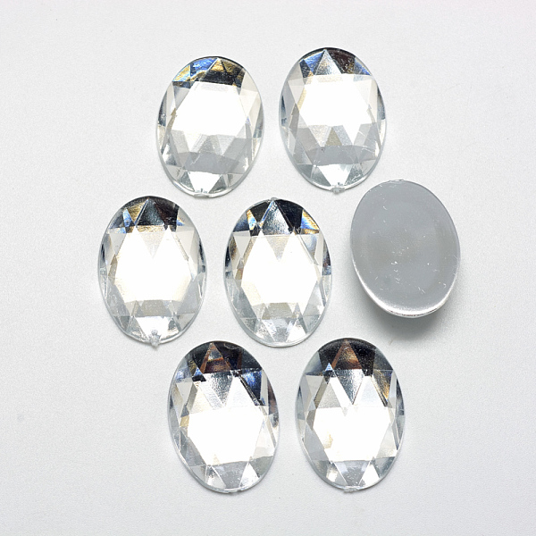 

PandaHall Acrylic Rhinestone Flat Back Cabochons, Faceted, Bottom Silver Plated, Oval, Clear, 18x13x4.5mm Acrylic Rhinestone Oval Clear