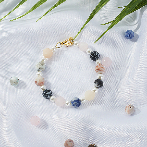 

PandaHall 200 Pcs Natural Gemstone Beads, 8mm Frosted Beads 10 Materials Undyed Beads for Bracelet Necklace Earrings Jewelry Making, Hole...