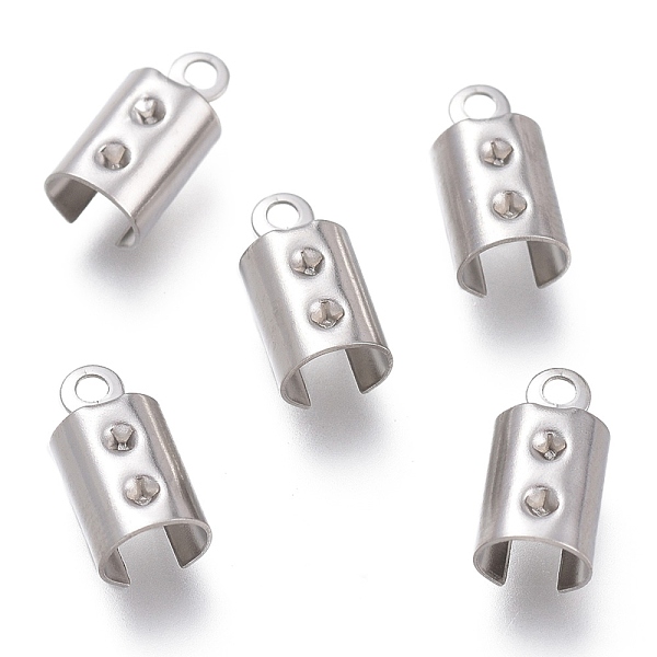 

PandaHall 304 Stainless Steel Folding Crimp Ends, Fold Over Crimp Cord Ends, Stainless Steel Color, 11x5.5mm, Hole: 1.4mm 304 Stainless...