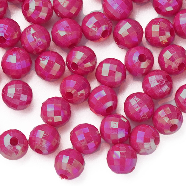

PandaHall Opaque Acrylic Beads, AB Color Plated, Faceted, Round, Medium Violet Red, 6x5.5mm, Hole: 1.5mm, about 4800pcs/500g Acrylic Round