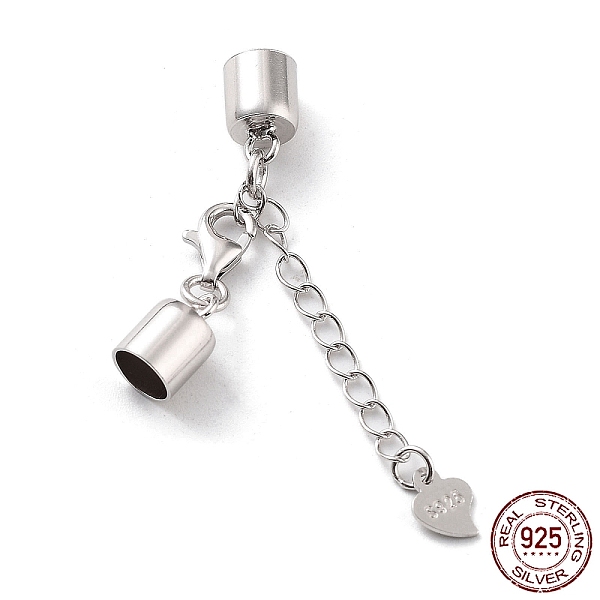 

PandaHall Rhodium Plated 925 Sterling Silver Curb Chain Extender, End Chains with Lobster Claw Clasps and Cord Ends, Heart Chain Tabs, with...