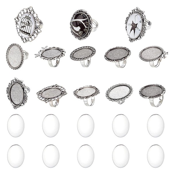 

PandaHall SUNNYCLUE DIY Blank Dome Finger Rings Making Kit, Including Bowknot & Owl & Flower & Bird Adjustable Alloy Ring Settings, Glass...