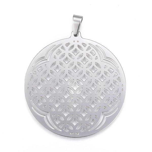 

PandaHall 304 Stainless Steel Big Pendants, Flat Round, Stainless Steel Color, 54.5x50x0.8mm, Hole: 8x4mm 304 Stainless Steel Flat Round
