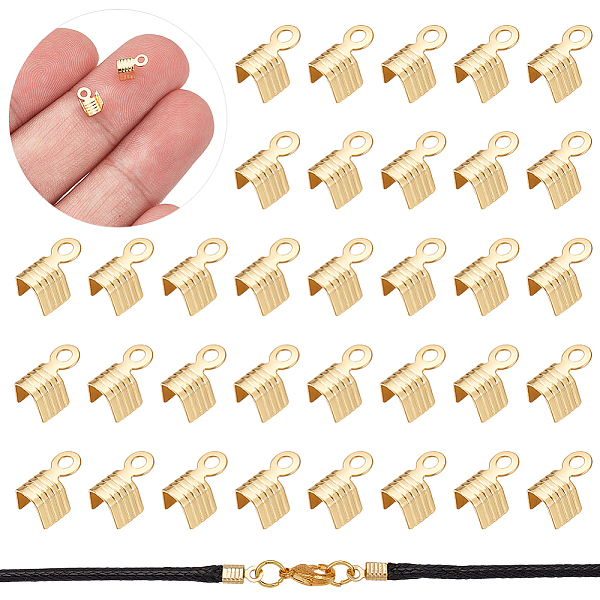 

PandaHall UNICRAFTALE 100Pcs 304 Stainless Steel Folding Over Crimp Cord Ends Terminators Crimp End Tips Cord Pinch Crimp Ends Metal Ends...