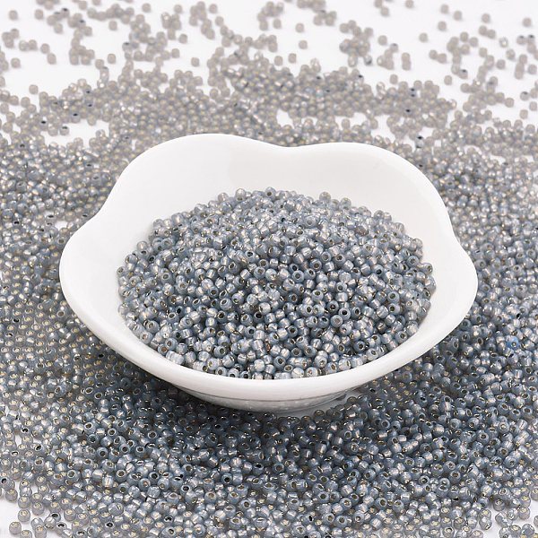 

PandaHall TOHO Japanese Seed Beads, Round, 11/0 , (2115) Silver Lined Black Diamond Opal, 2x1.5mm, Hole: 0.5mm, about 42000pcs/pound Glass..., Gray