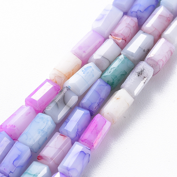 

PandaHall Opaque Baking Painted Crackle Glass Beads Strands, Cuboid, Faceted, Mixed Color, 6.5x3.5x3.5mm, Hole: 1mm, about 60pcs/strand..., Multicolor