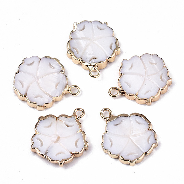 

PandaHall Natural Freshwater Shell Pendants, with Iron Loops, Edge Golden Plated, Flower, Seashell Color, 20x17x3mm, Hole: 1.8mm Freshwater...