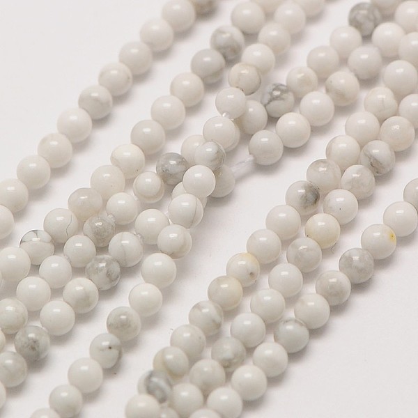 

PandaHall Natural Howlite Round Bead Strands, 3mm, Hole: 0.8mm, about 126pcs/strand, 16 inch Howlite Round