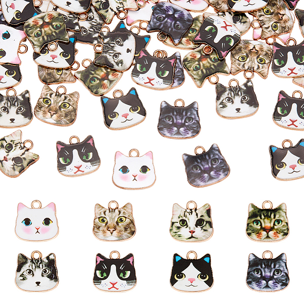

PandaHall 80 Pcs Cute Cat Head Charms, 8 Styles Kitten Animal Alloy Pendants Cat Head Charms Cat Dangle Pendants for DIY Necklaces..., Multicolor