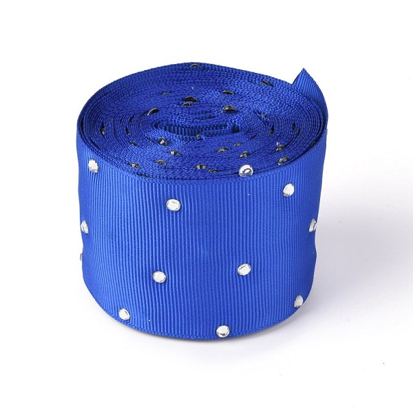 

PandaHall Polyester Grosgrain Ribbon, with Single Face Crystal Rhinestone, for Crafts Gift Wrapping, Party Decoration, Blue, 2 inch(52mm), 5...