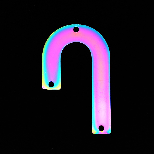 

PandaHall 201 Stainless Steel Chandelier Components Links, Asymmetric Arc Shape, Laser Cut, Rainbow Color, 35x21.5x1mm, Hole: 1.6mm 201...