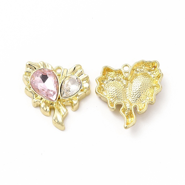 

PandaHall Rack Plating Alloy with Glass Pendants, Light Gold, Heart with Teardrop Charms, Cadmium Free & Nickel Free & Lead Free, Pink...
