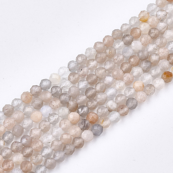 

PandaHall Natural Multi-Moonstone Beads Strands, Faceted, Round, 2mm, Hole: 0.5mm, about 159pcs/strand, 15.7 inch Multi-Moonstone Round