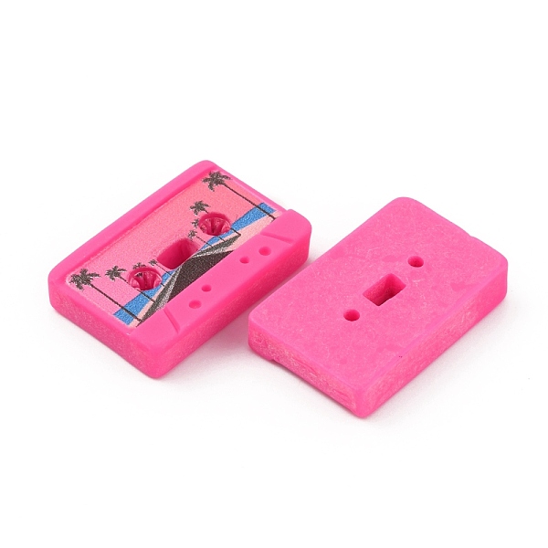 

PandaHall Retro Opaque Resin Cabochons, Music Cassette Tape, Deep Pink, Road Pattern, 15x24x5mm Resin Others