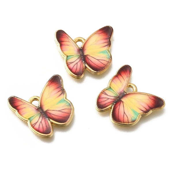 

PandaHall Alloy Enamel Pendants, Golden, Butterfly Charm, Champagne Yellow, 17.5x18.5x1mm, Hole: 1.6mm Alloy+Enamel Butterfly