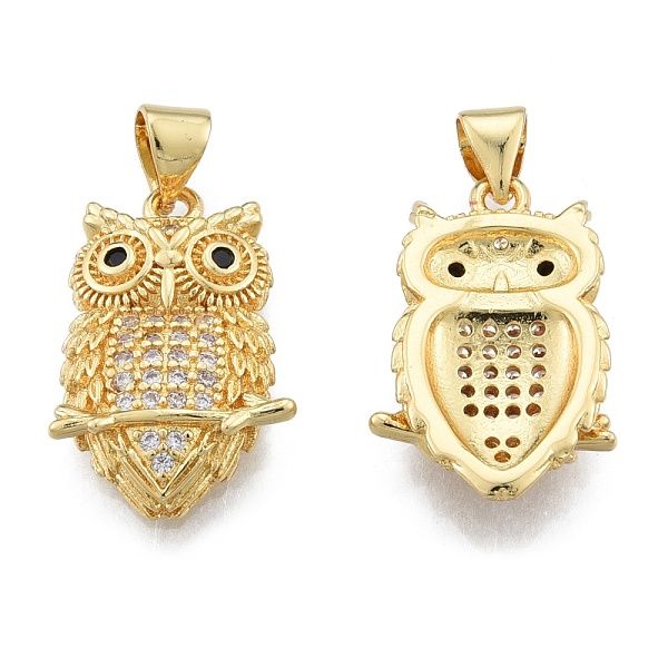 

PandaHall Brass Micro Pave Clear Cubic Zirconia Pendants, Owl, Real 18K Gold Plated, 21x13x4mm, Hole: 3.5x4mm Brass+Cubic Zirconia Owl Clear