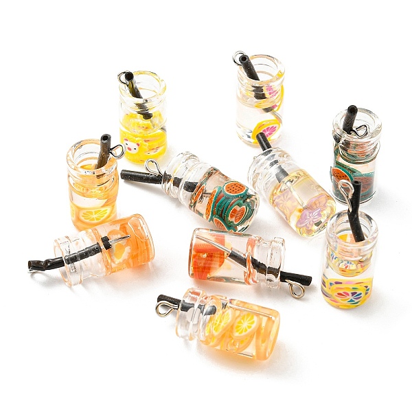 

PandaHall Translucent Resin Pendants, Drink Charms, Juice Cup with Metal Loops, Mixed Color, 26.5x10mm, Hole: 1.8mm, about 10pcs/bag..., Multicolor