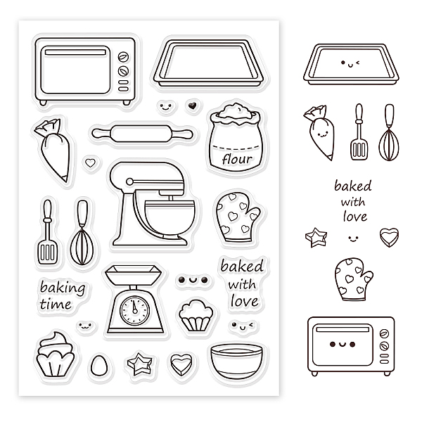 

PandaHall GLOBLELAND Clear Stamps Bake Cake Theme Silicone Clear Stamp Seals for Cards Making DIY Scrapbooking Photo Journal Album Decor...