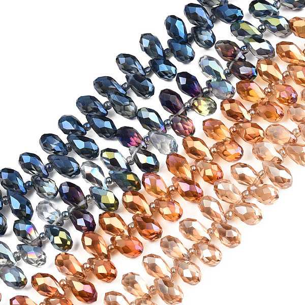 

PandaHall Eletroplated Trasparent Glass Beads Strands, Faceted, Teardrop, Mixed Color, 14x7.5mm, Hole: 1mm, about 96~98pcs/strand, 18.11..., Multicolor