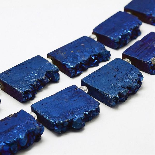 

PandaHall Electroplated Natural Druzy Crystal Beads Strands, Flat Slab Beads, Nuggets, Dyed, Blue Plated, 35~37x23~42x8~9mm, Hole: 2~2.5mm...