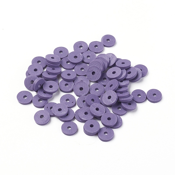 PandaHall Handmade Polymer Clay Beads, for DIY Jewelry Crafts Supplies, Disc/Flat Round, Heishi Beads, Medium Purple, 6x1mm, Hole: 2mm...