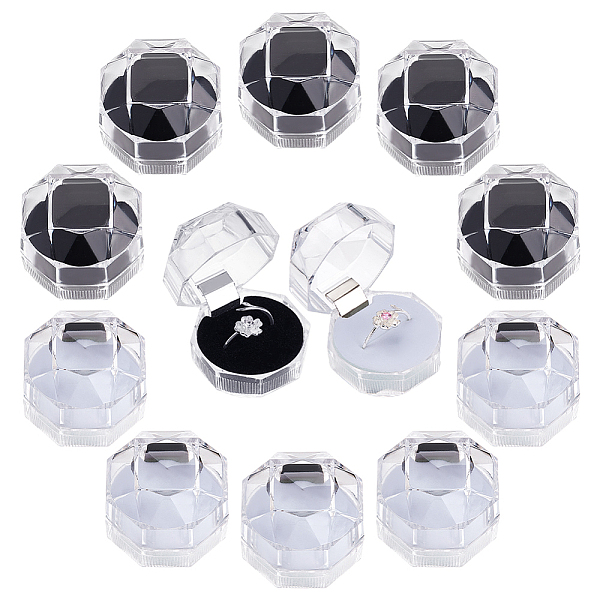 

PandaHall CHGCRAFT 40Pcs 2Colors Transparent Plastic Ring Boxes Crystal Earrings Jewelry Storage Boxes with Foam for Storing Rings Jewelry..., Multicolor