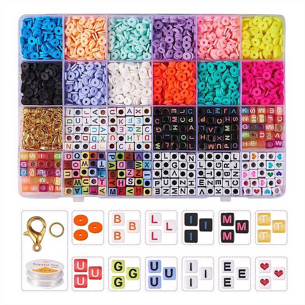 

PandaHall DIY Jewelry Making Kits, Including Handmade Polymer Clay Beads, Acrylic Beads, Round Crystal Elastic Stretch Thread, Zinc Alloy..., Multicolor
