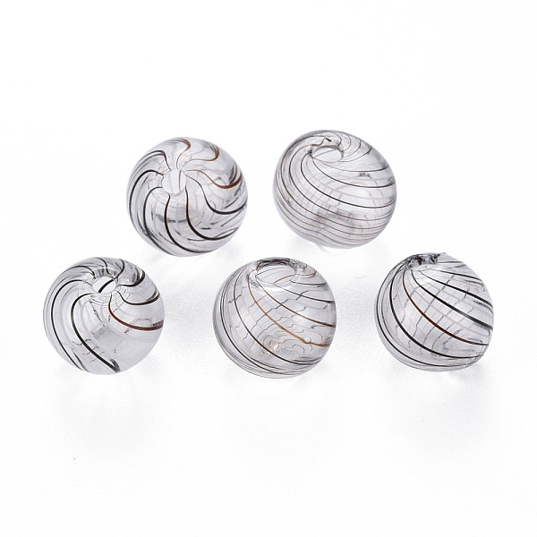 

PandaHall Transparent Handmade Blown Glass Globe Beads, Stripe Pattern, Round, Coconut Brown, 10.5~11.5mm, Hole: 1~2mm Glass Round