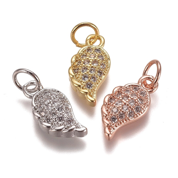 

PandaHall Brass Micro Pave Clear Cubic Zirconia Charms, with Jump Rings, Wing, Mixed Color, 13.5x7x3mm, Hole: 3mm Brass+Cubic Zirconia Wing...